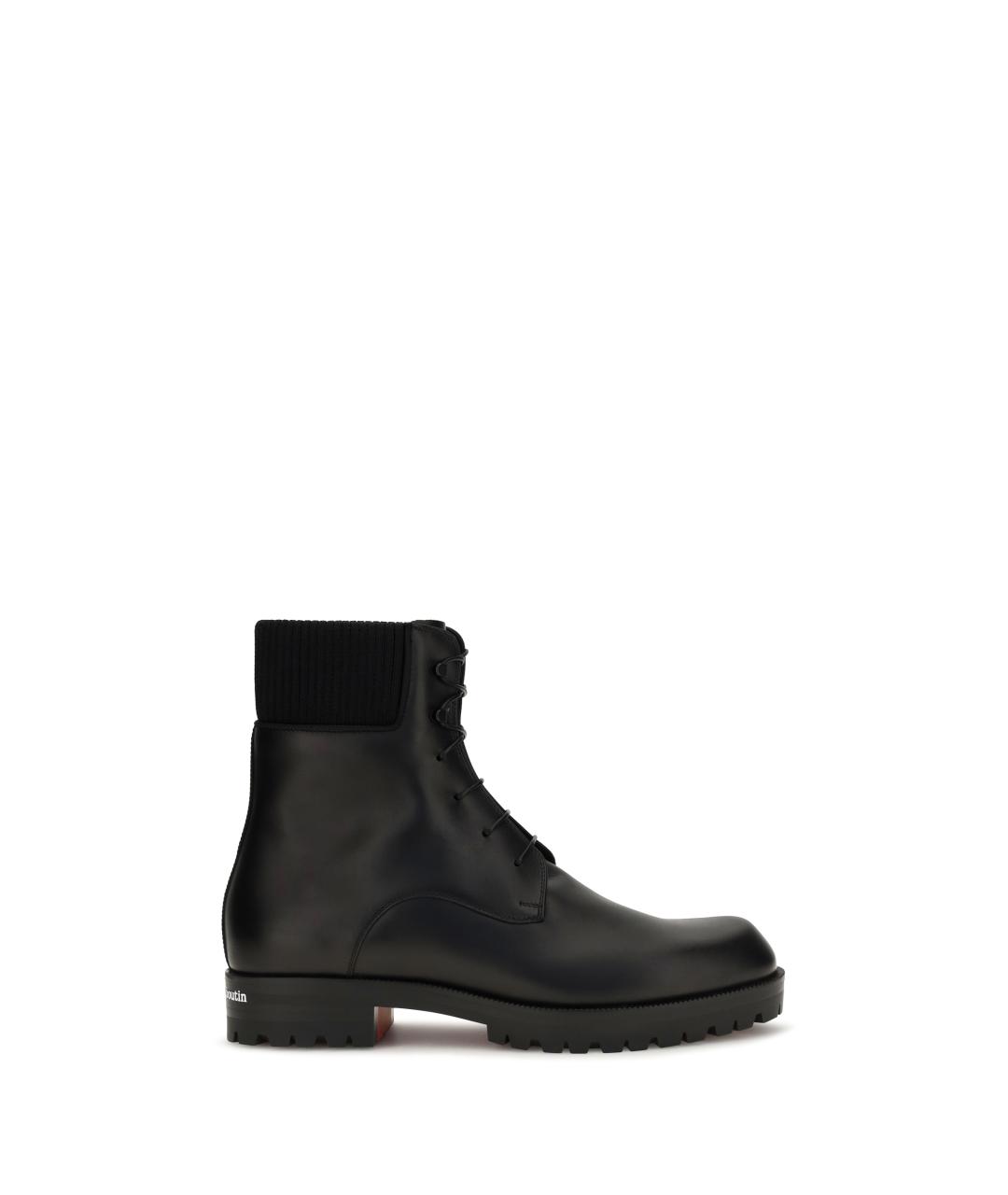 CHRISTIAN LOUBOUTIN Черные кожаные высокие ботинки, фото 4
