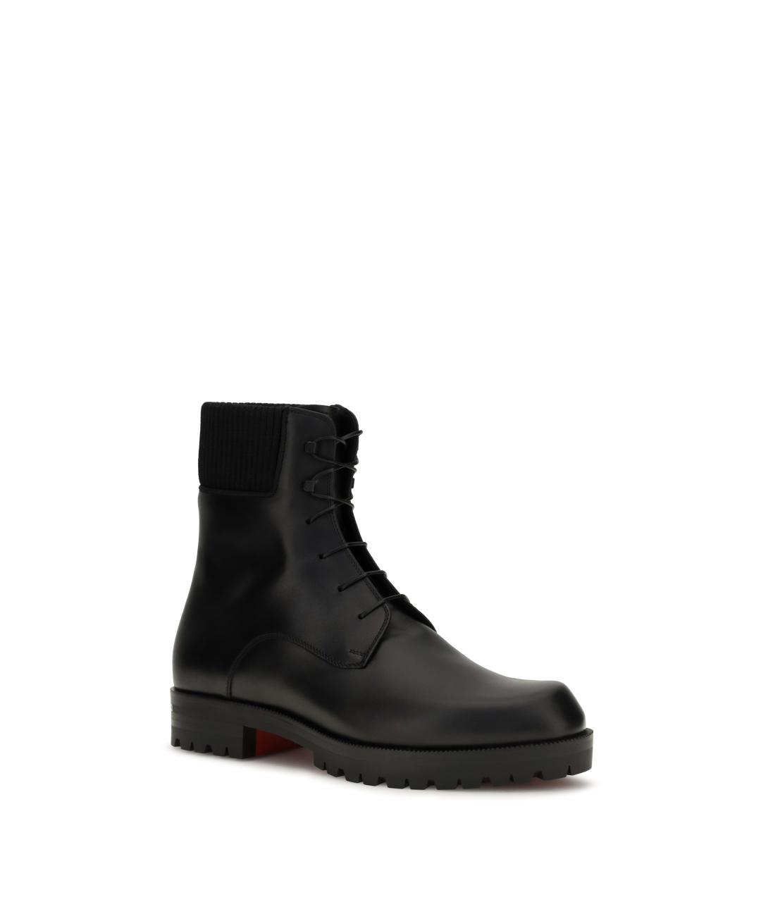 CHRISTIAN LOUBOUTIN Черные кожаные высокие ботинки, фото 2