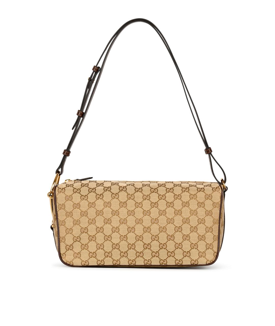 GUCCI Бежевая сумка через плечо из канвы, фото 2