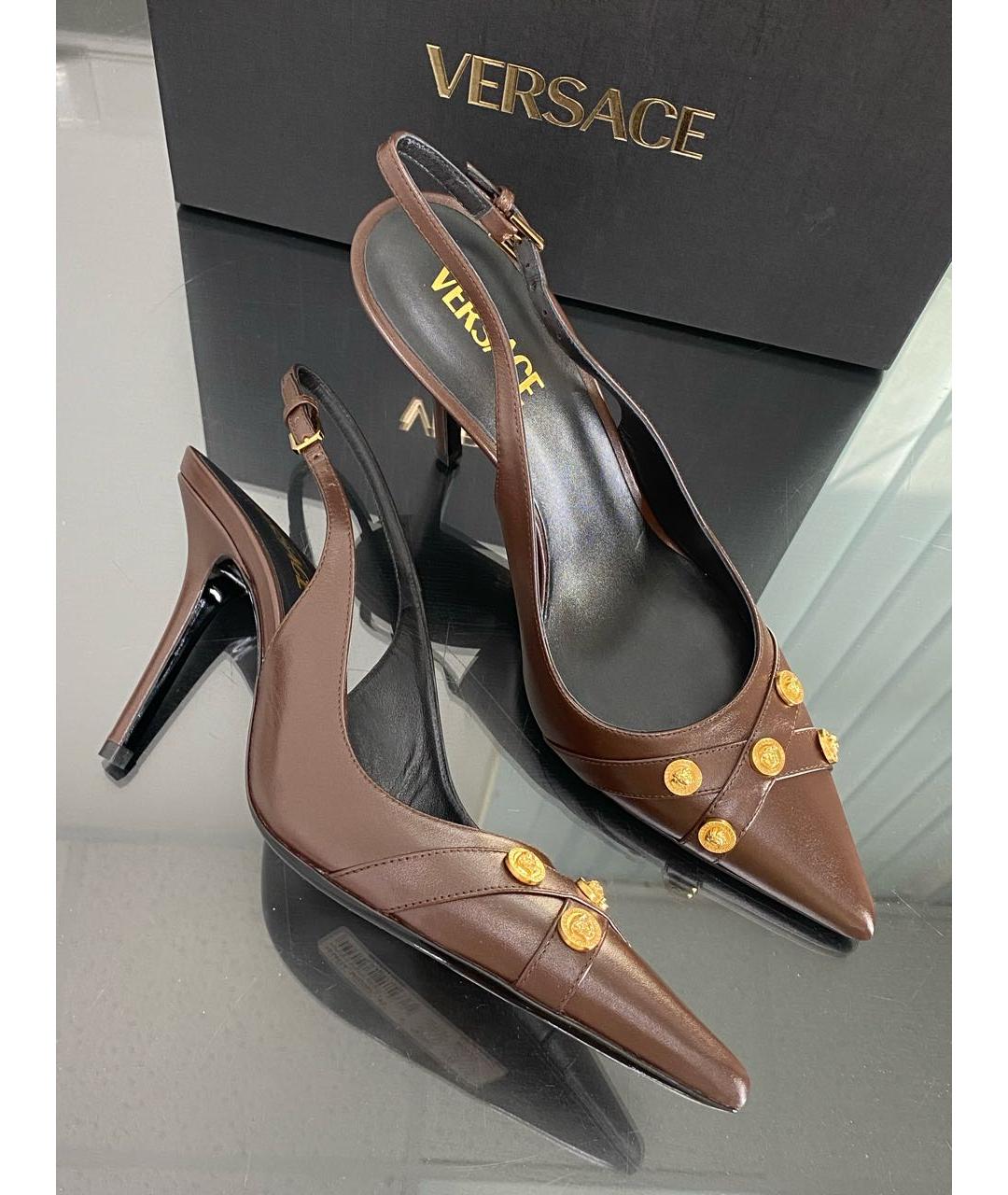 VERSACE Коричневые кожаные туфли, фото 3