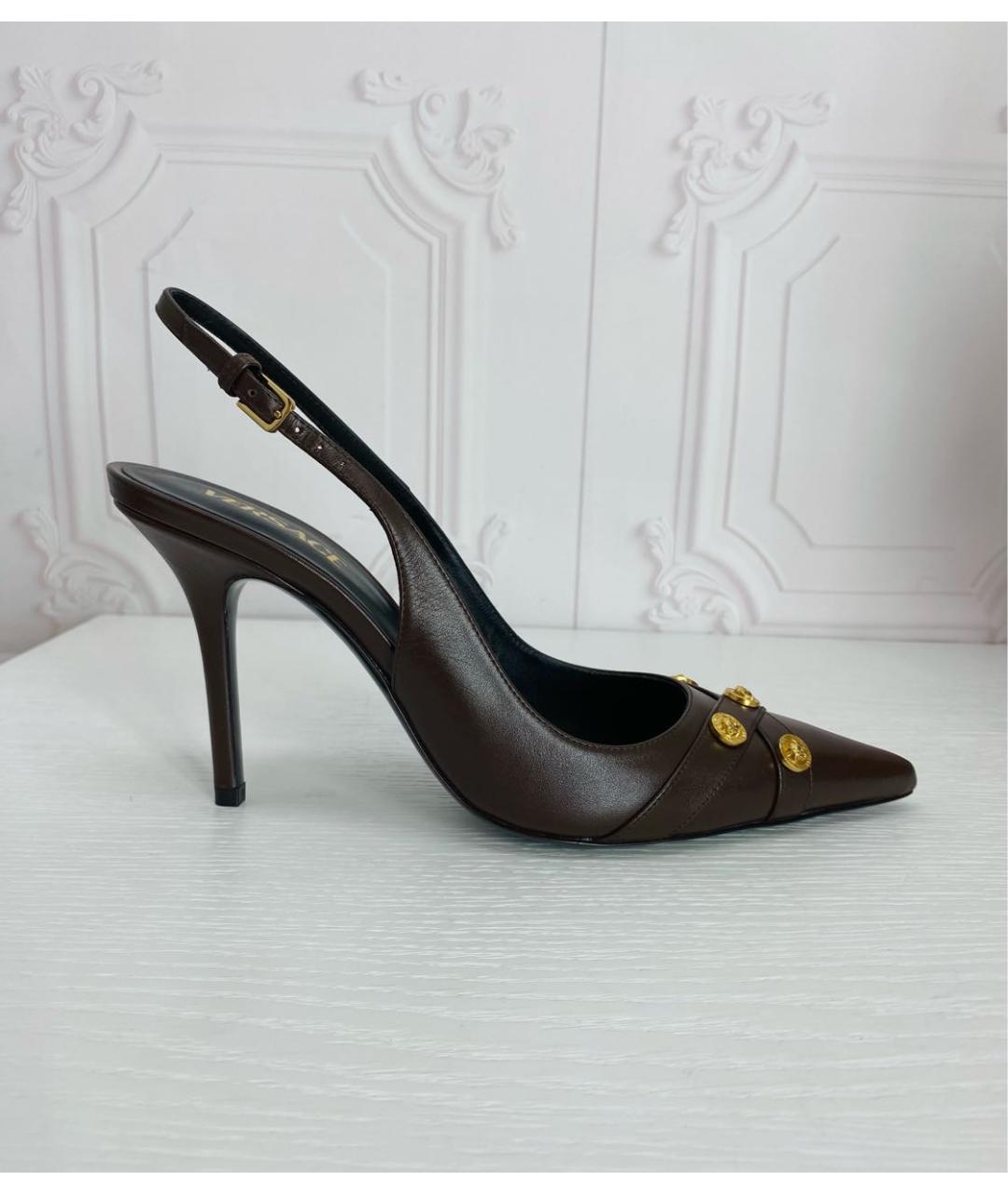 VERSACE Коричневые кожаные туфли, фото 8