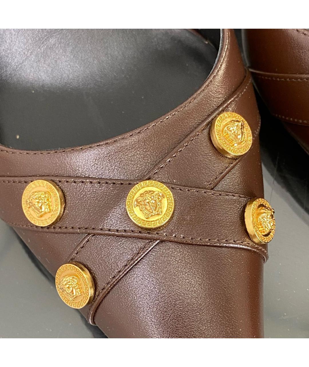VERSACE Коричневые кожаные туфли, фото 5