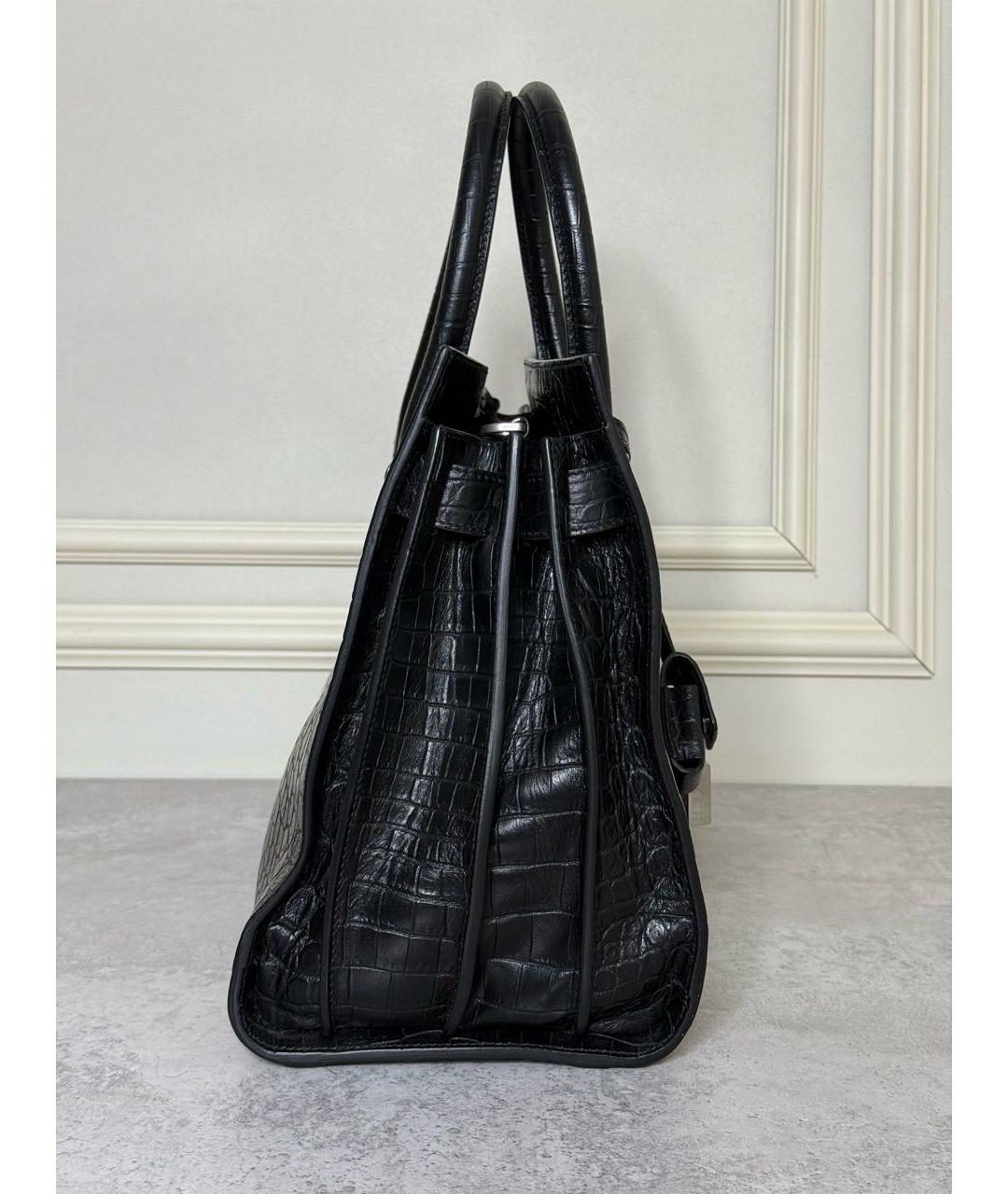 SAINT LAURENT Черная кожаная сумка тоут, фото 3