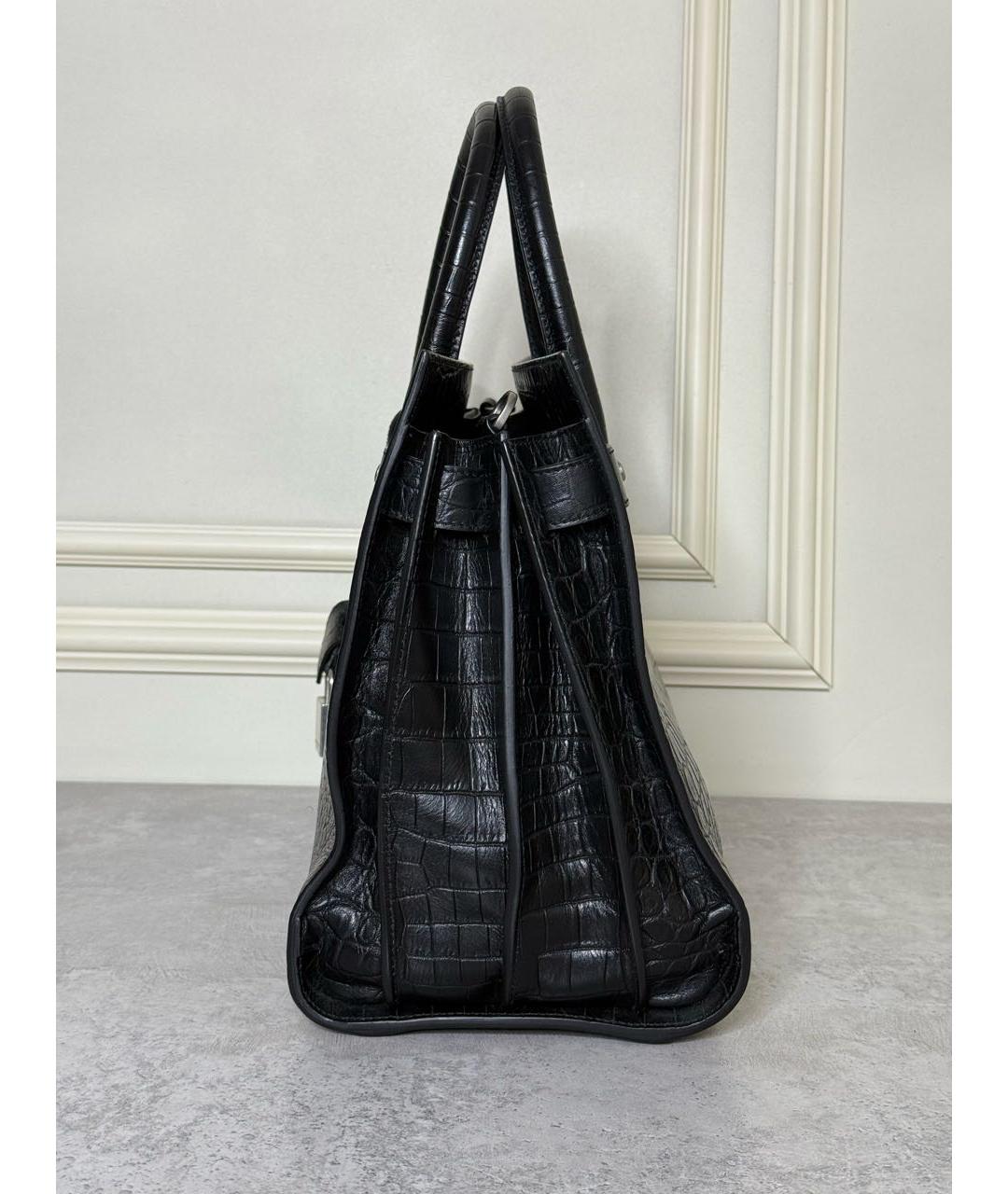 SAINT LAURENT Черная кожаная сумка тоут, фото 4