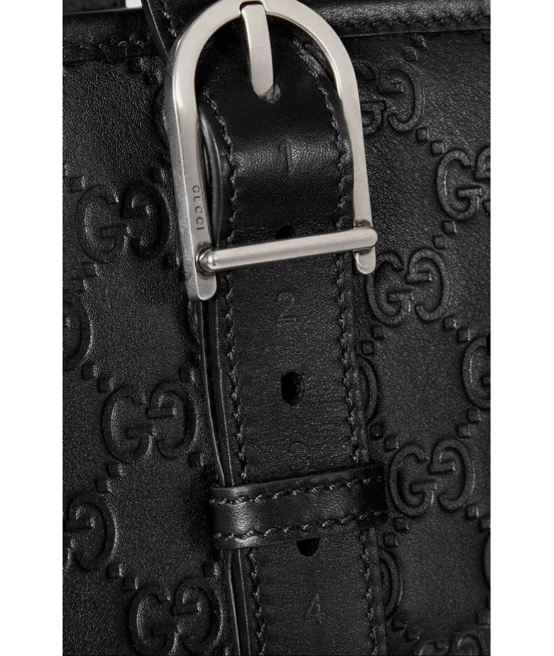 GUCCI Черная кожаная сумка тоут, фото 3