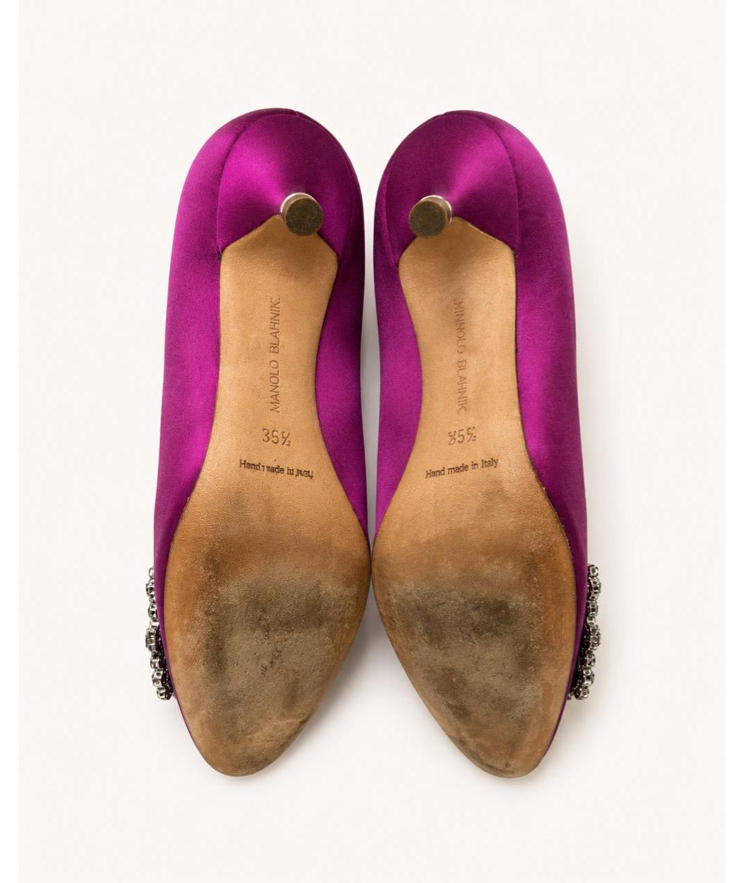 MANOLO BLAHNIK Фуксия текстильные туфли, фото 7