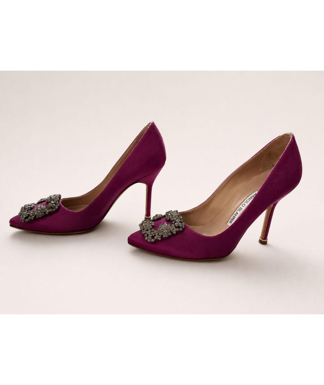 MANOLO BLAHNIK Фуксия текстильные туфли, фото 8