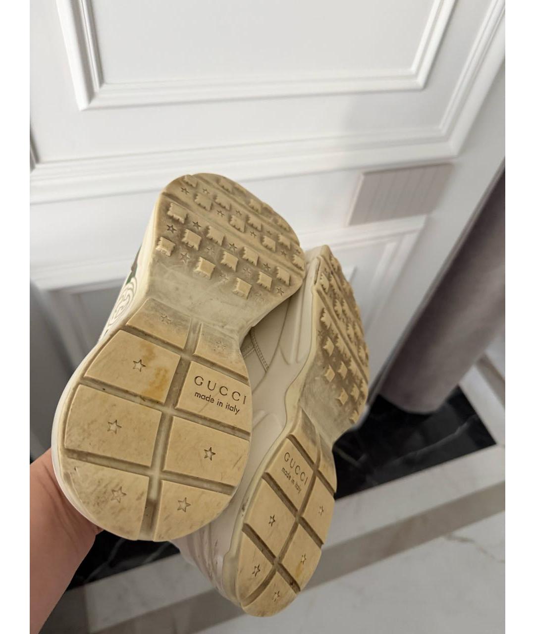 GUCCI Бежевые кожаные кроссовки, фото 8