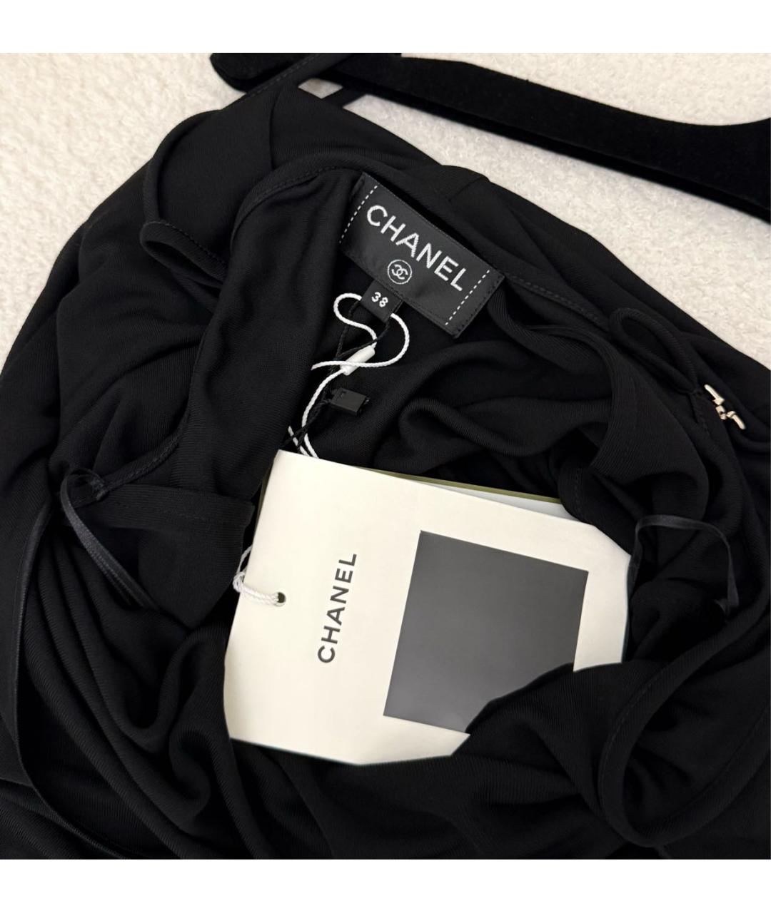 CHANEL Черное вискозное повседневное платье, фото 3