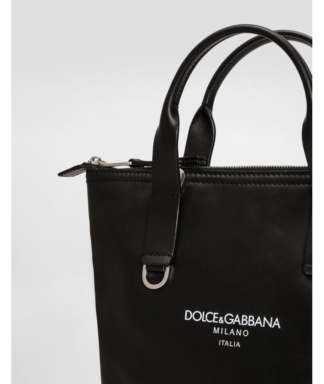DOLCE&GABBANA Черная кожаная сумка тоут, фото 2