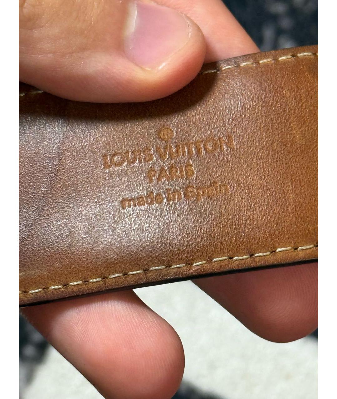 LOUIS VUITTON Коричневый кожаный ремень, фото 3