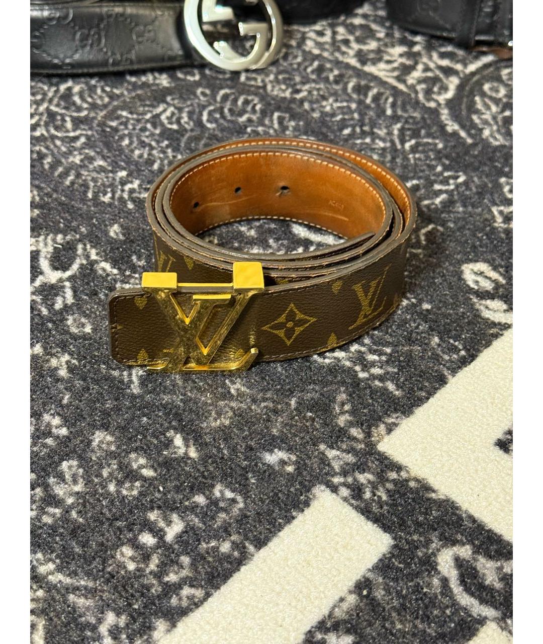 LOUIS VUITTON Коричневый кожаный ремень, фото 9