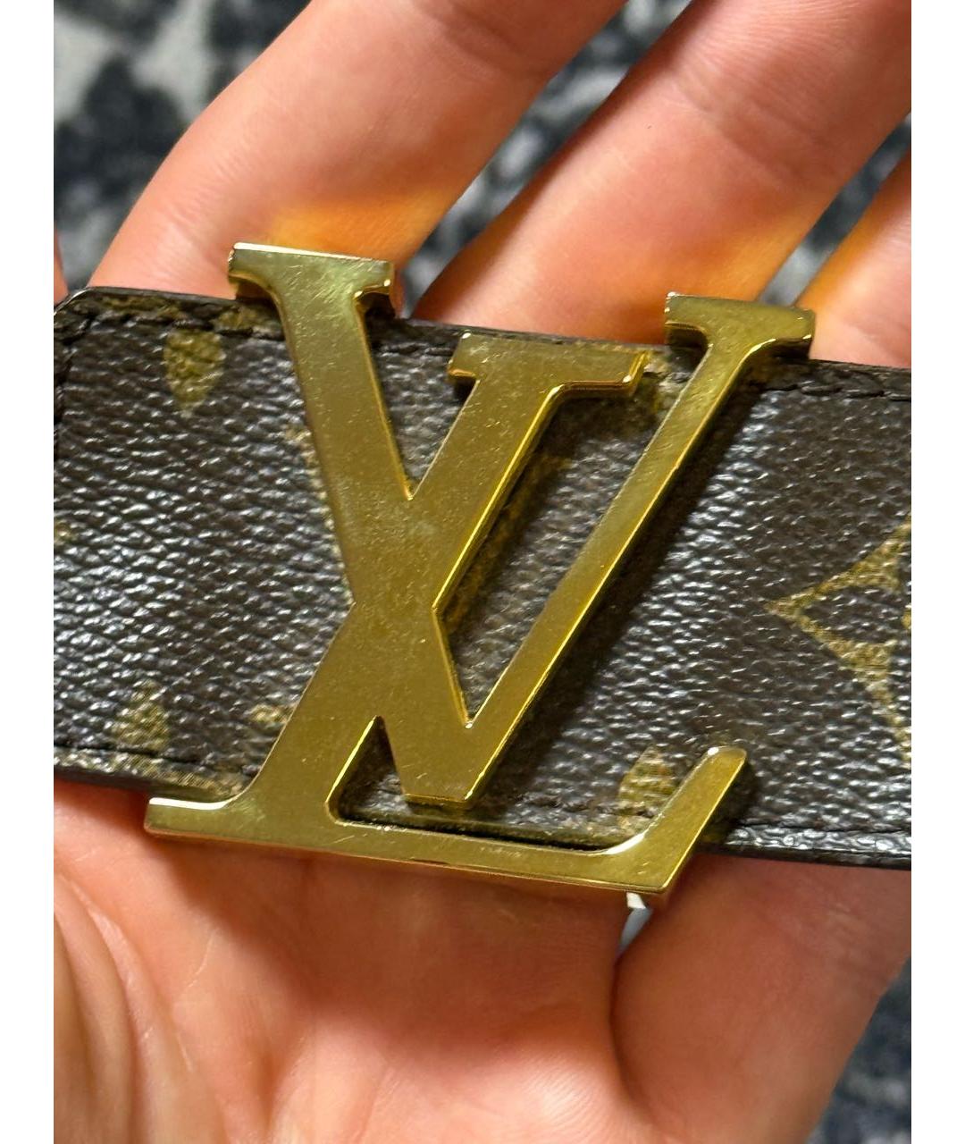 LOUIS VUITTON Коричневый кожаный ремень, фото 5