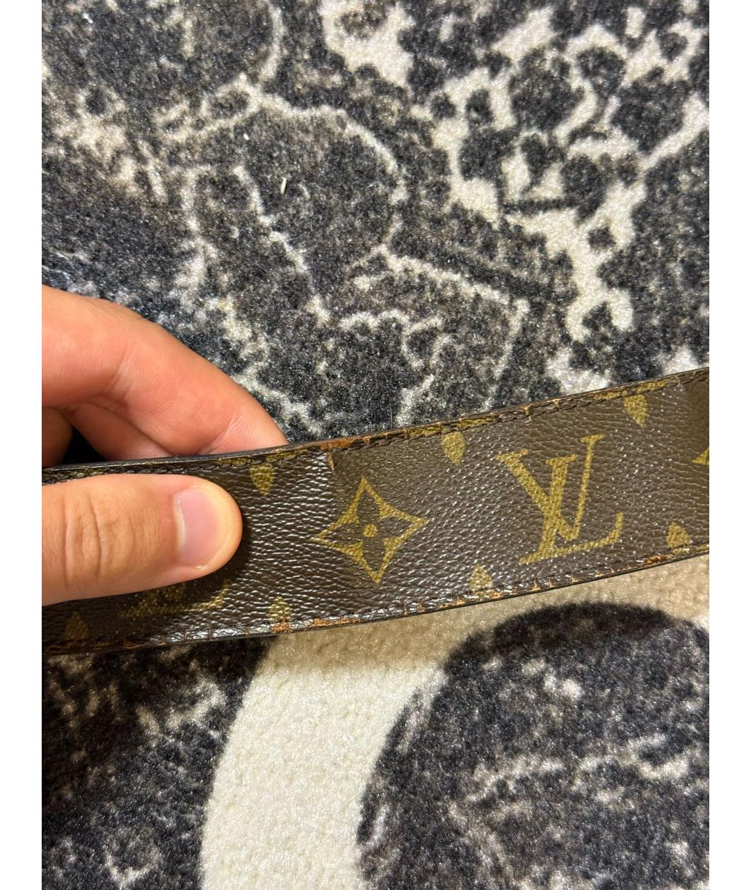 LOUIS VUITTON Коричневый кожаный ремень, фото 6