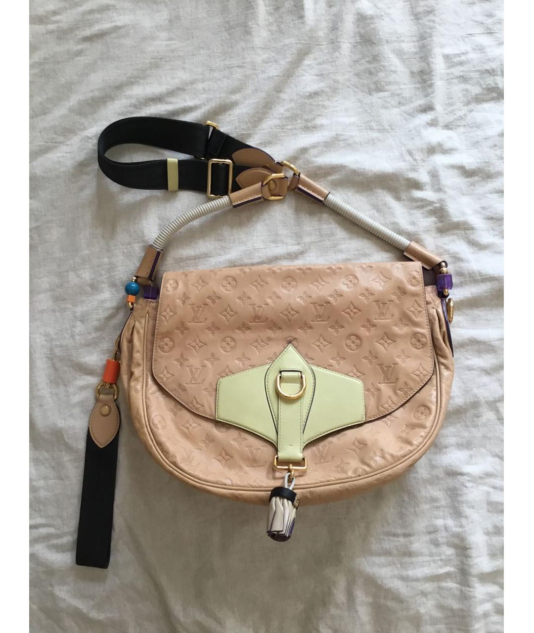 LOUIS VUITTON Бежевая кожаная сумка через плечо, фото 8