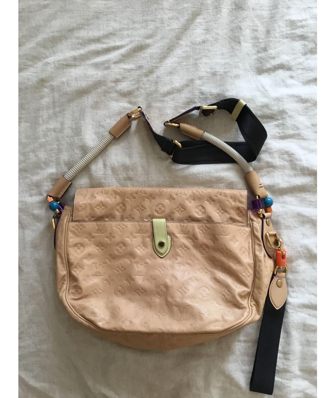 LOUIS VUITTON Бежевая кожаная сумка через плечо, фото 3