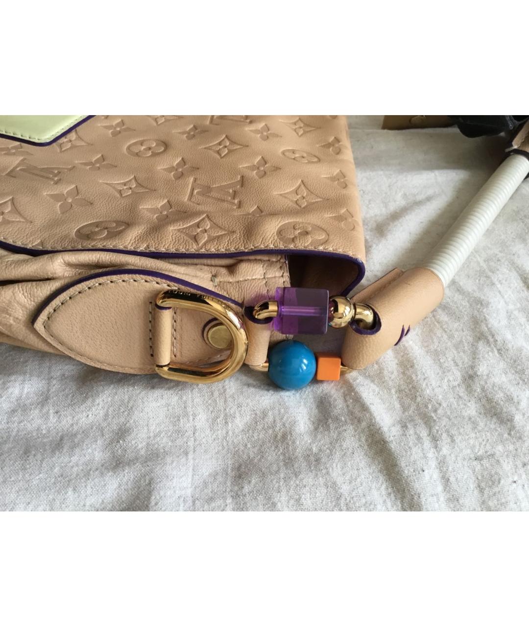 LOUIS VUITTON Бежевая кожаная сумка через плечо, фото 2