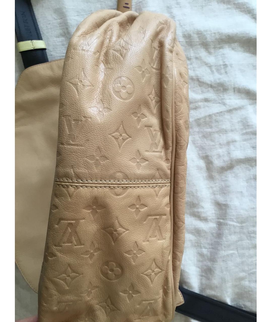 LOUIS VUITTON Бежевая кожаная сумка через плечо, фото 6