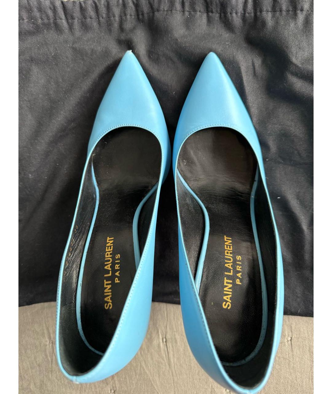 SAINT LAURENT Голубые кожаные туфли, фото 3