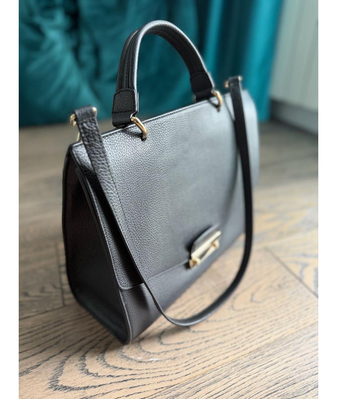 FURLA Черная кожаная сумка с короткими ручками, фото 2