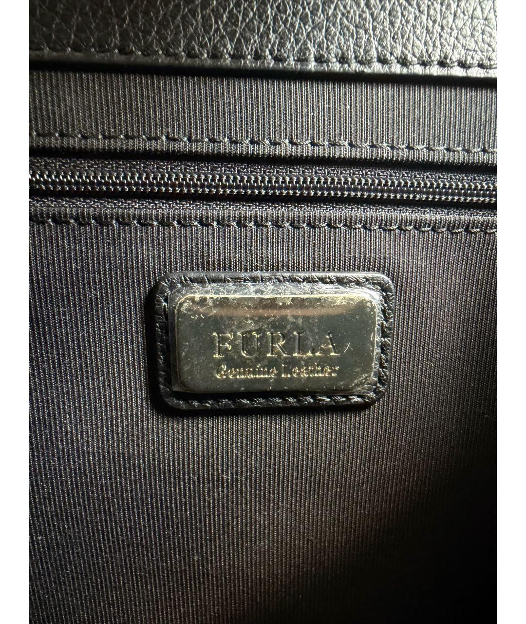 FURLA Черная кожаная сумка с короткими ручками, фото 6