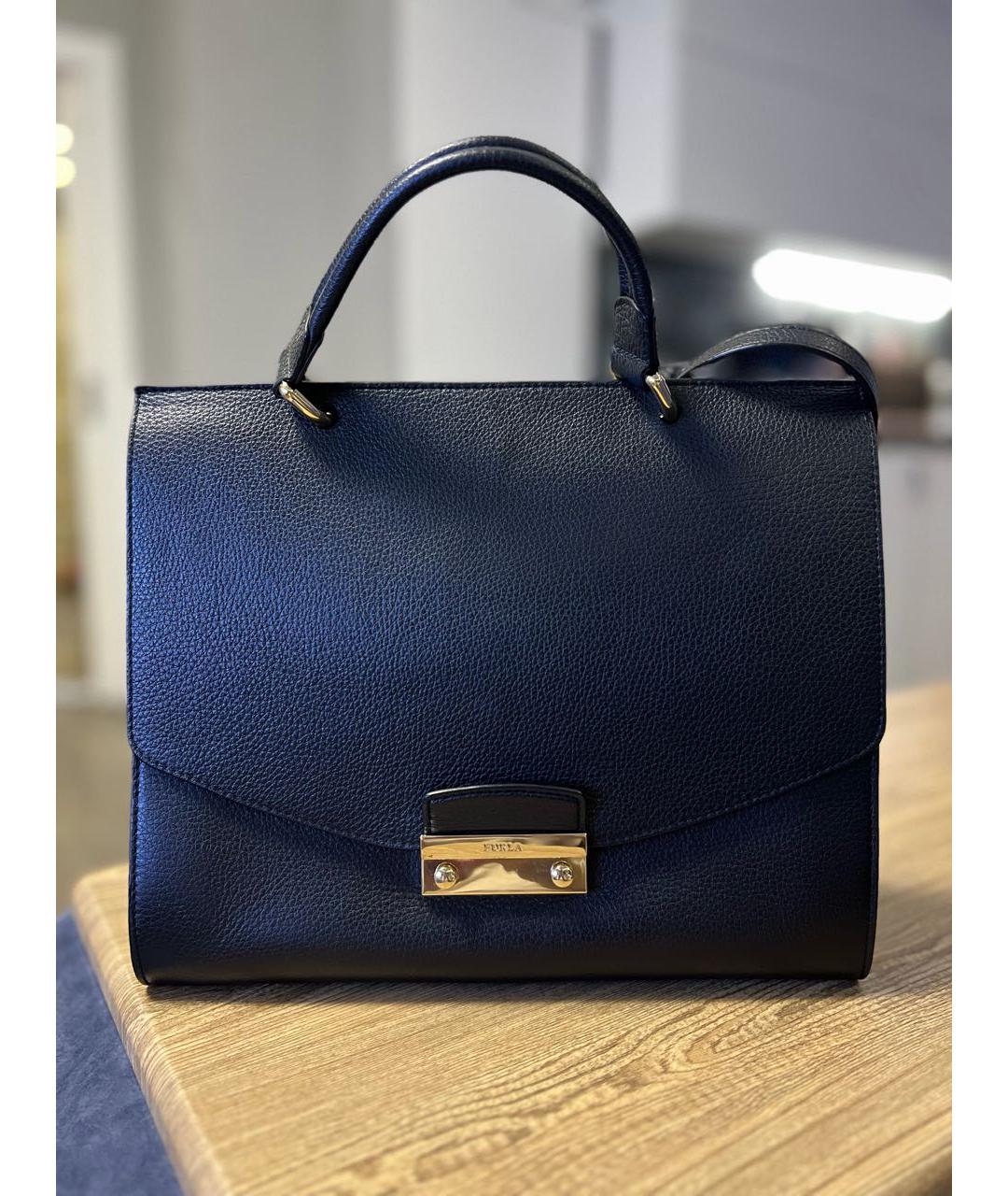 FURLA Черная кожаная сумка с короткими ручками, фото 9