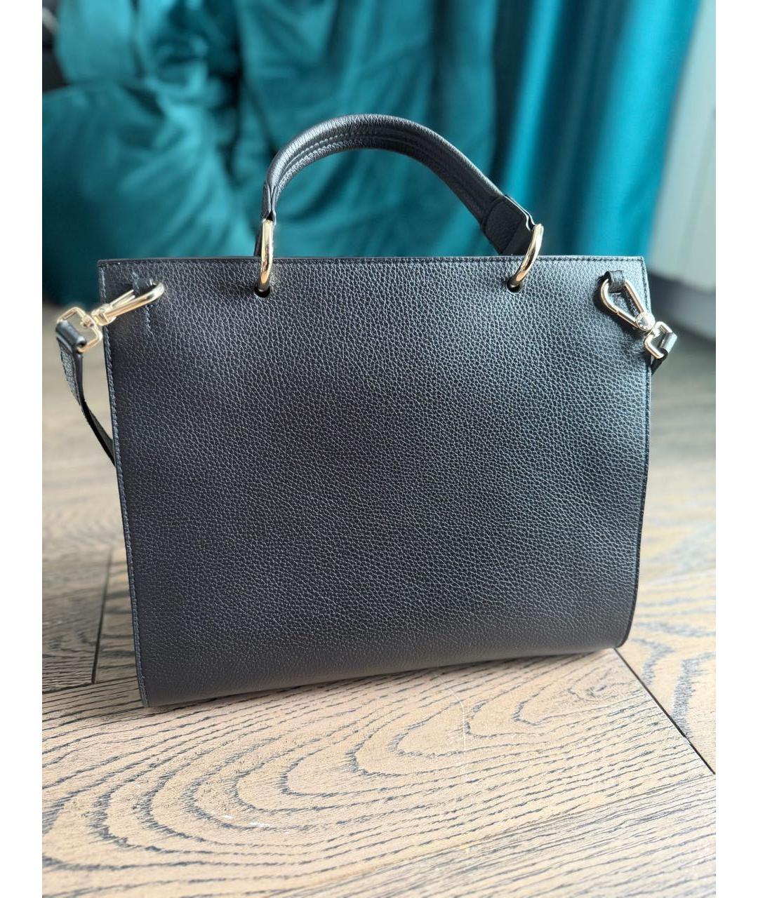 FURLA Черная кожаная сумка с короткими ручками, фото 3