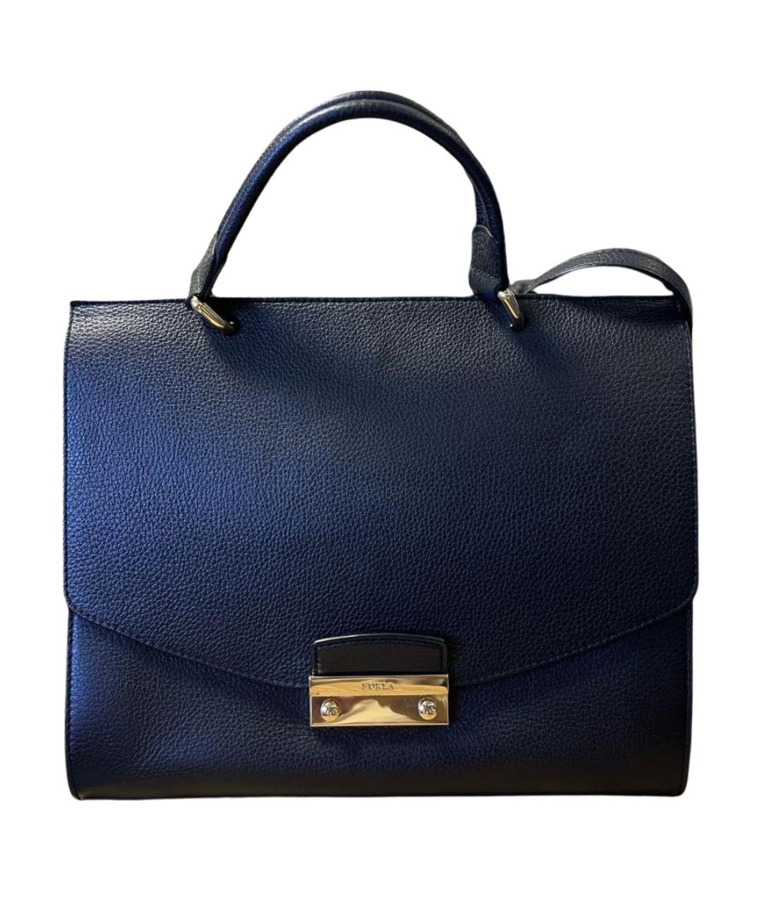 FURLA Черная кожаная сумка с короткими ручками, фото 1