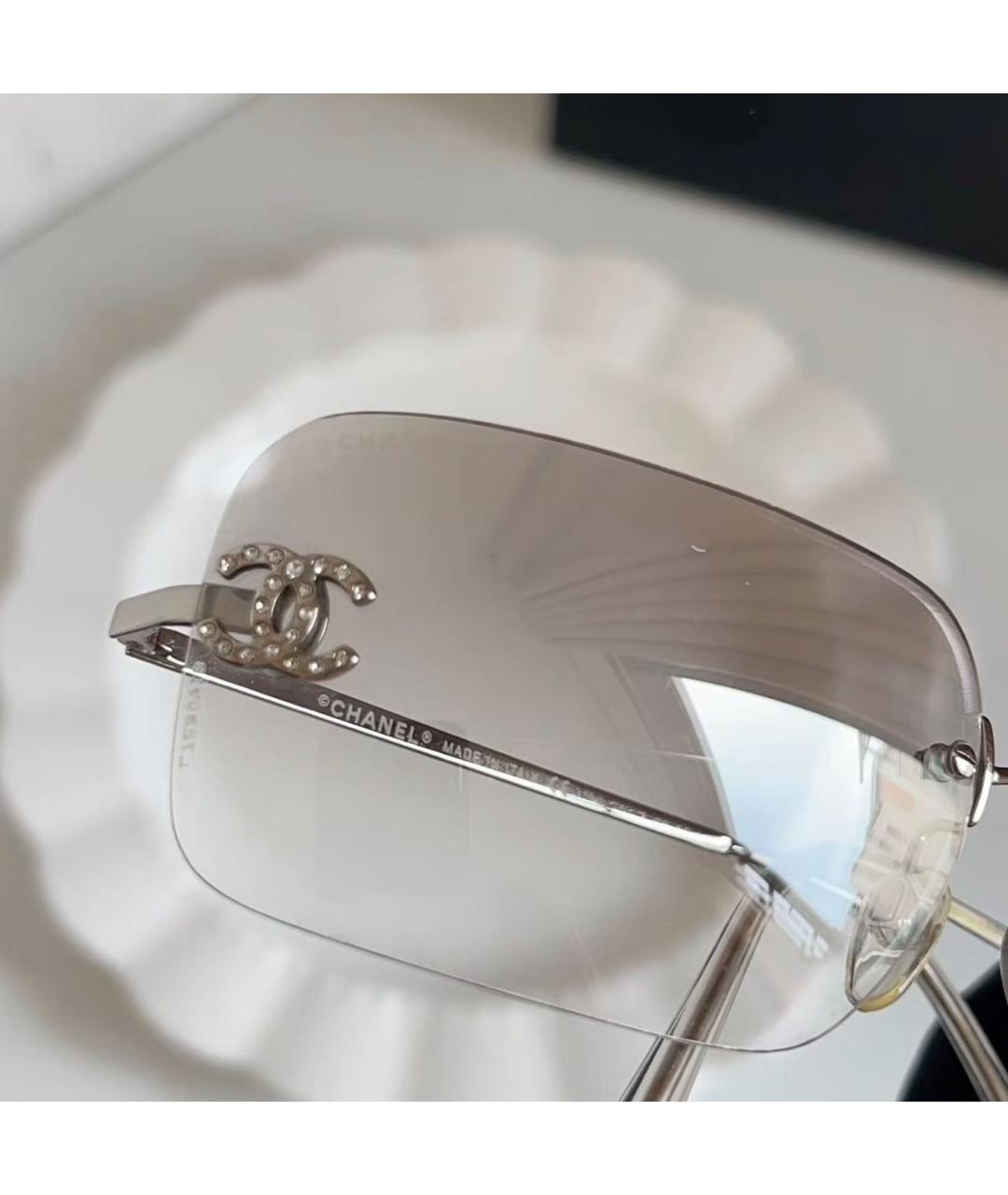 CHANEL Серебряные металлические солнцезащитные очки, фото 4