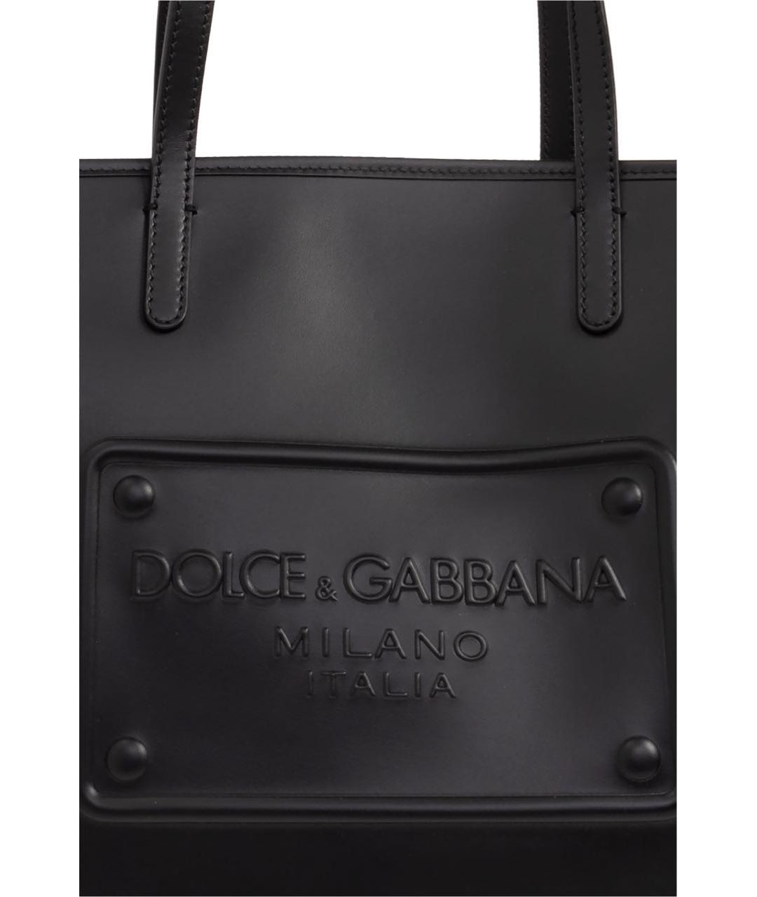 DOLCE&GABBANA Черная кожаная сумка тоут, фото 6