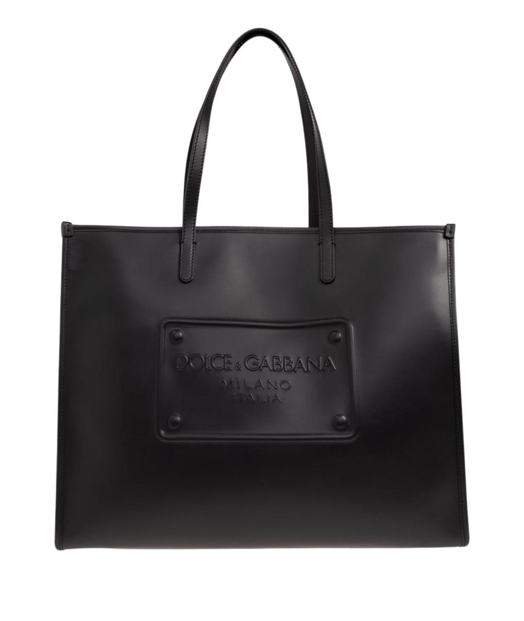 DOLCE&GABBANA Черная кожаная сумка тоут, фото 1