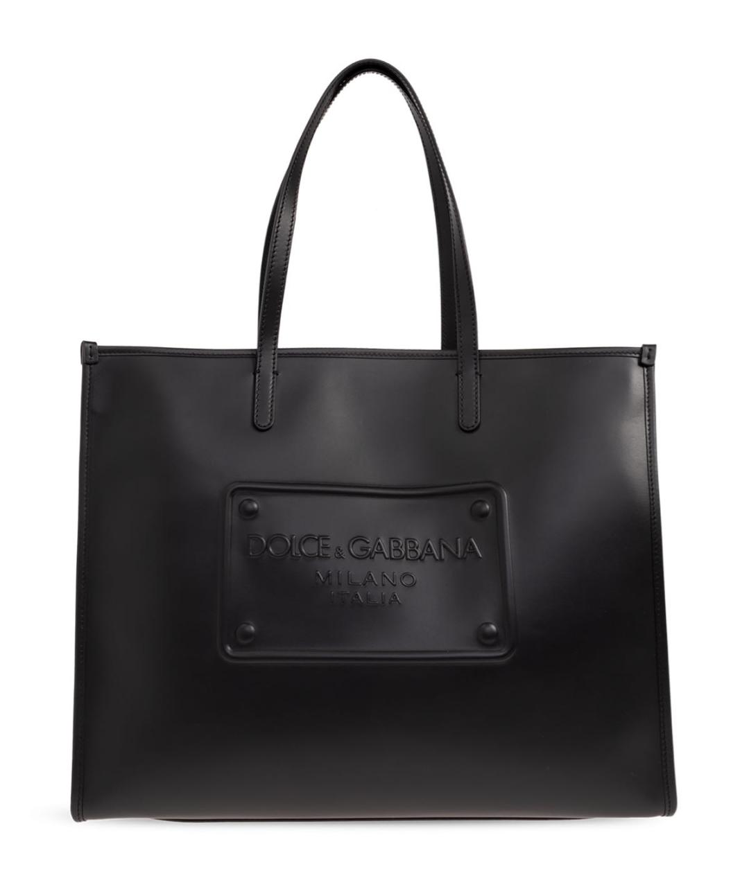 DOLCE&GABBANA Черная кожаная сумка тоут, фото 7