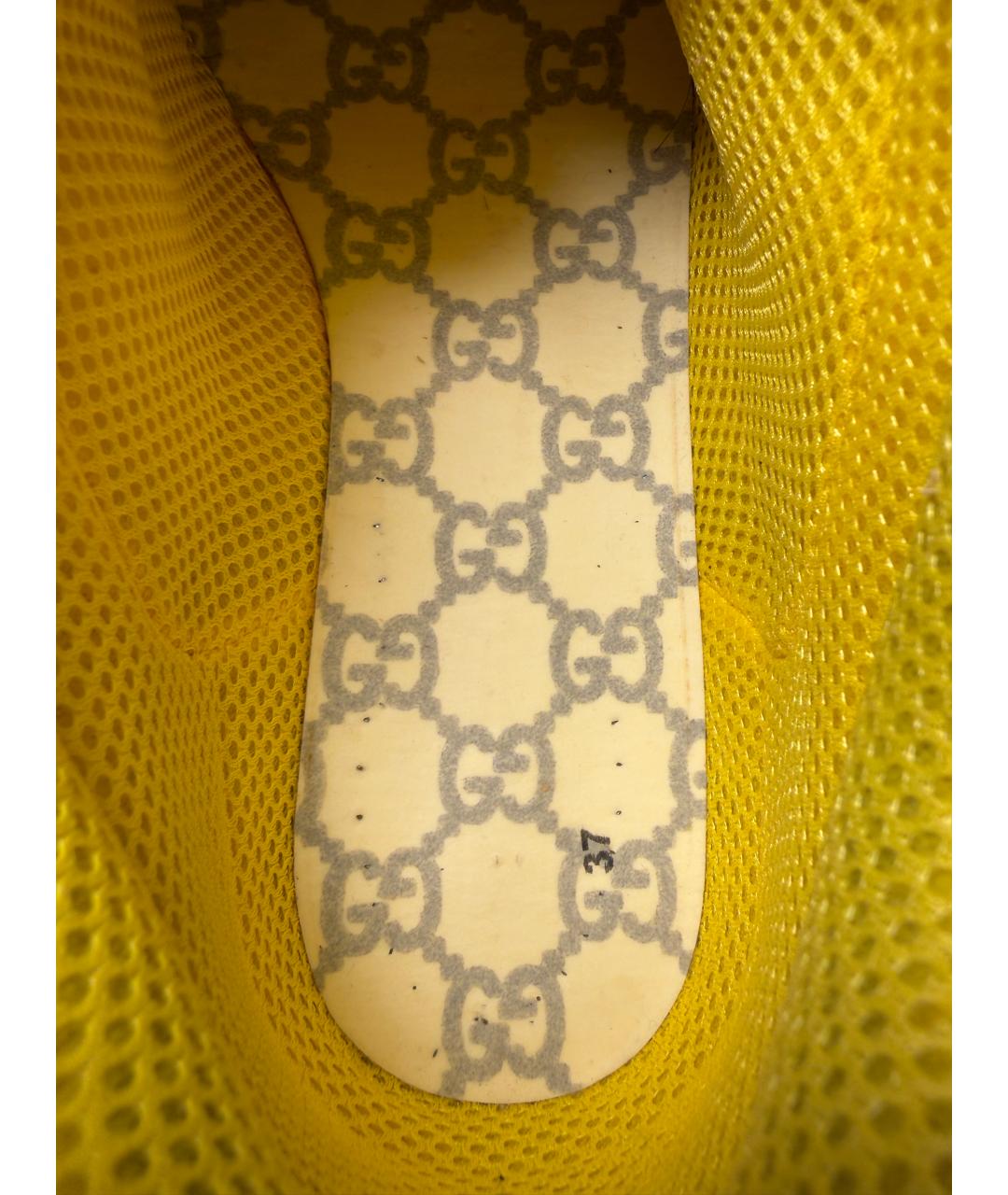 GUCCI Золотые кожаные кроссовки, фото 6