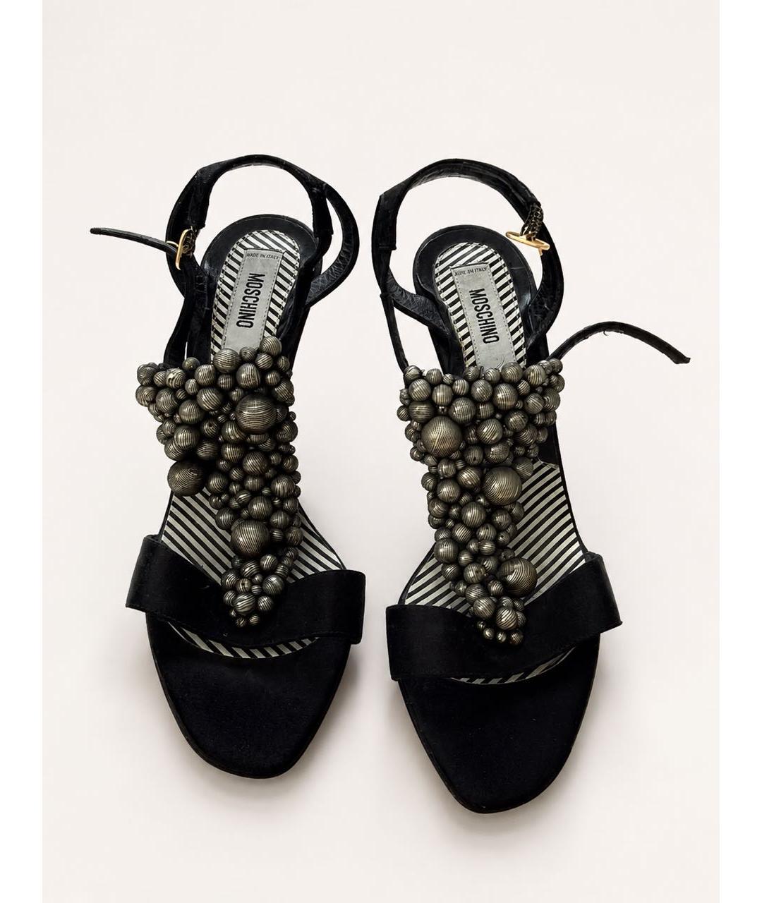 MOSCHINO Черные текстильные босоножки, фото 3