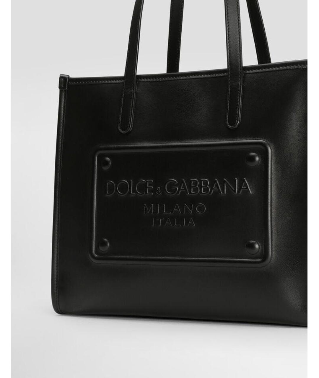 DOLCE&GABBANA Черная кожаная сумка тоут, фото 2