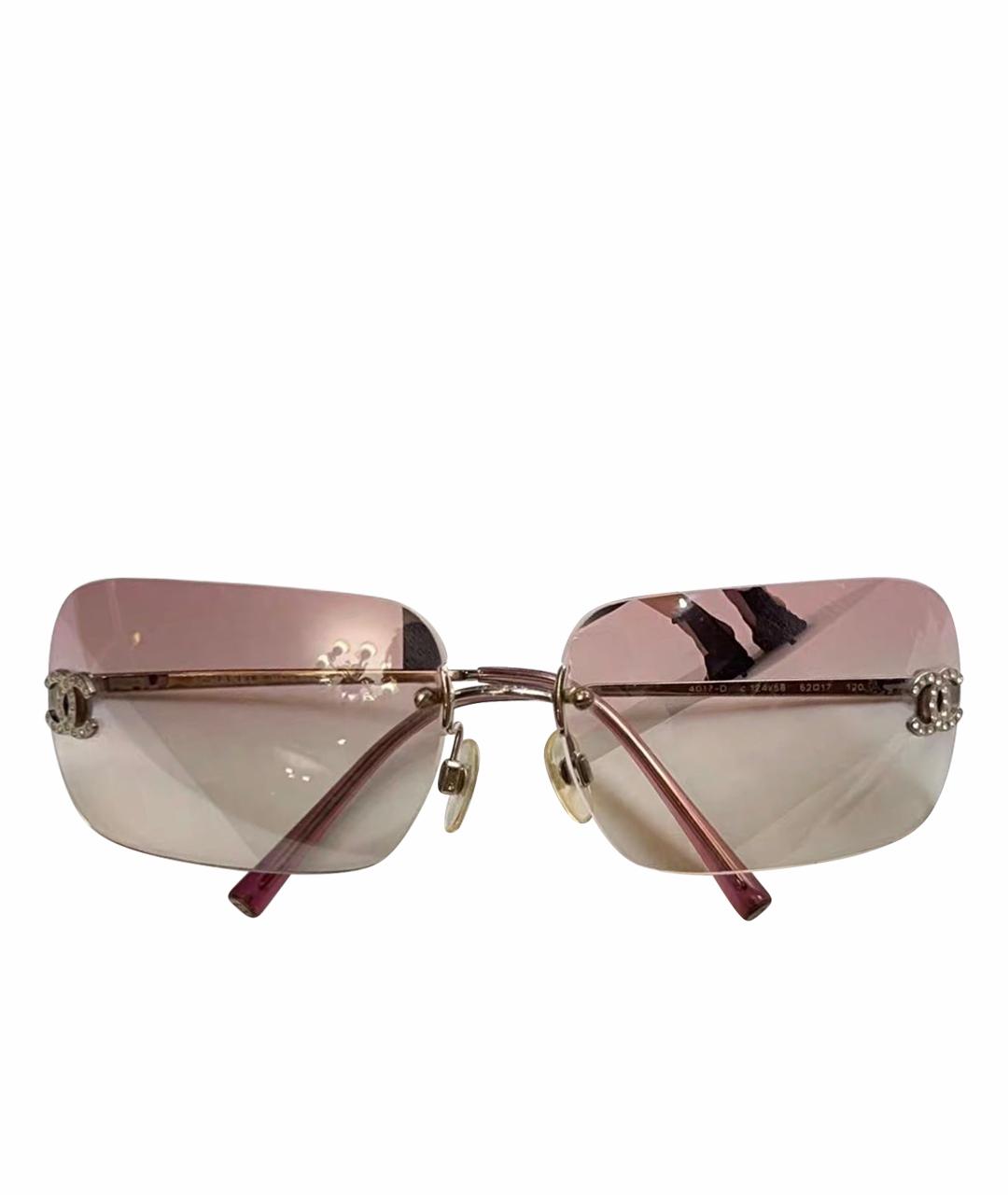 CHANEL Розовые металлические солнцезащитные очки, фото 1