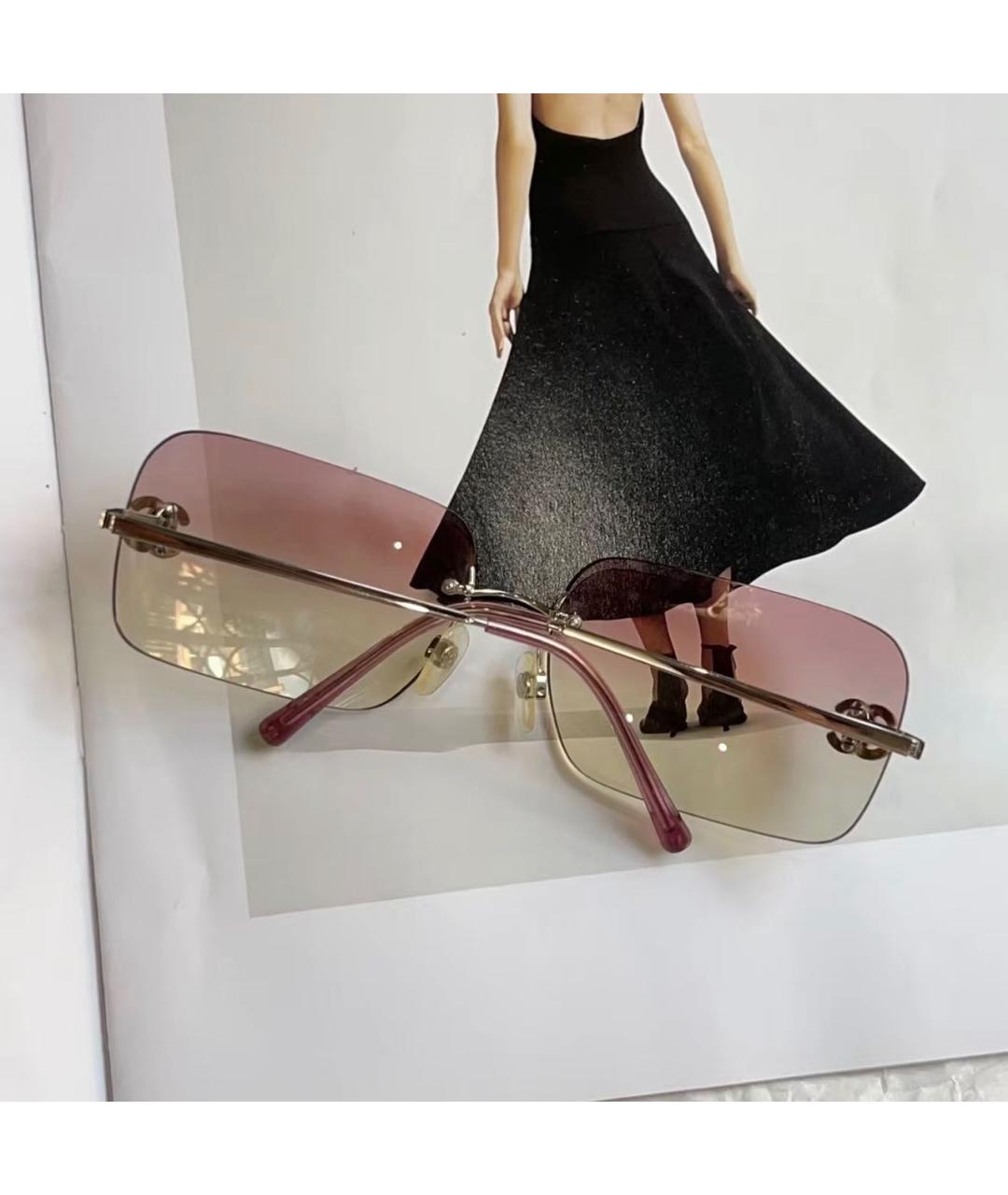 CHANEL Розовые металлические солнцезащитные очки, фото 2