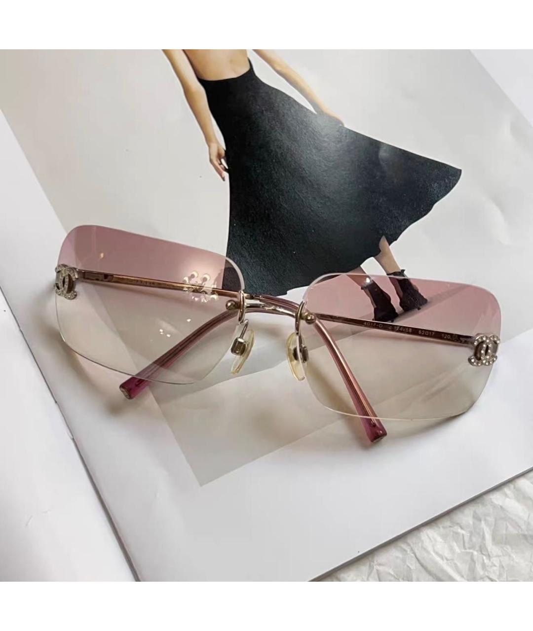 CHANEL Розовые металлические солнцезащитные очки, фото 6