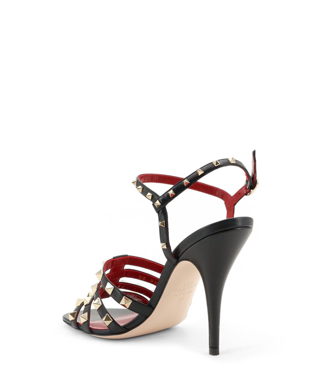 VALENTINO Черные кожаные босоножки, фото 4