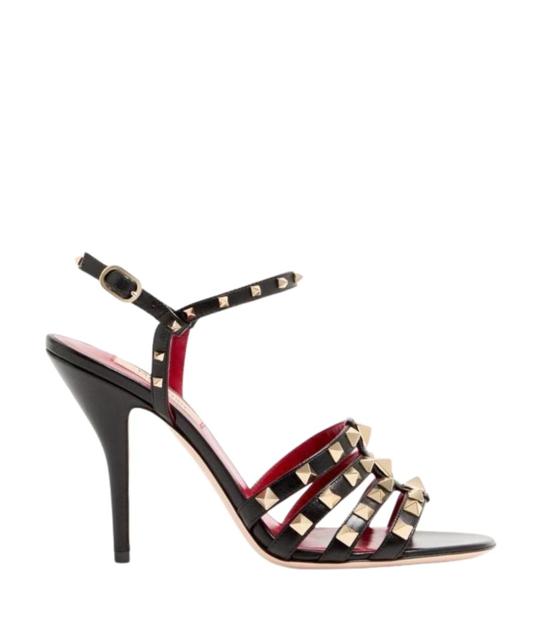 VALENTINO Черные кожаные босоножки, фото 1
