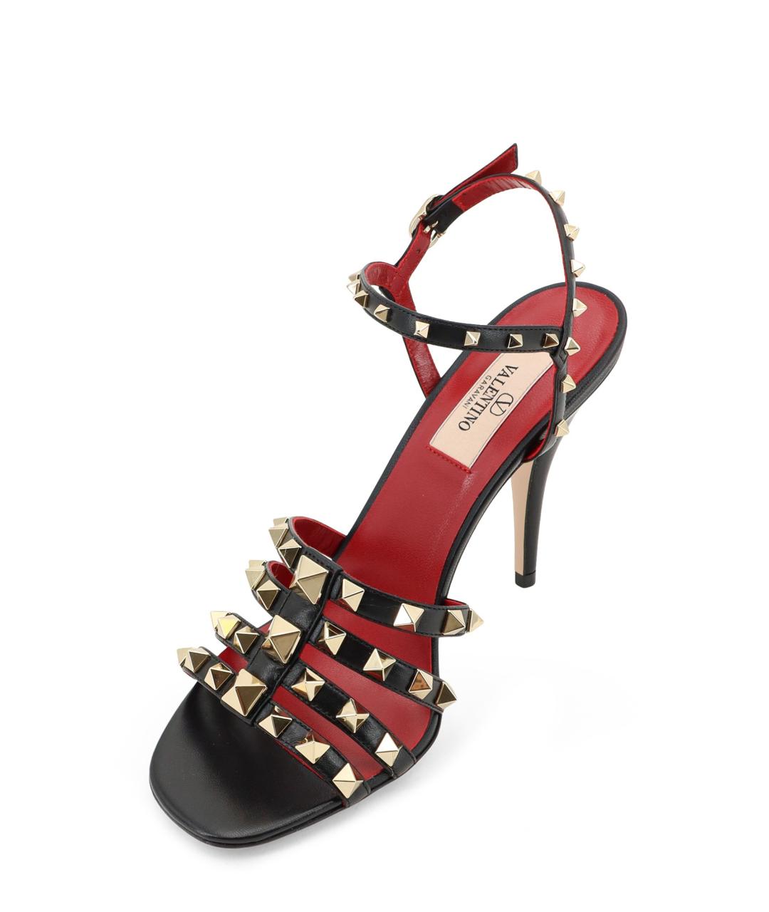 VALENTINO Черные кожаные босоножки, фото 5