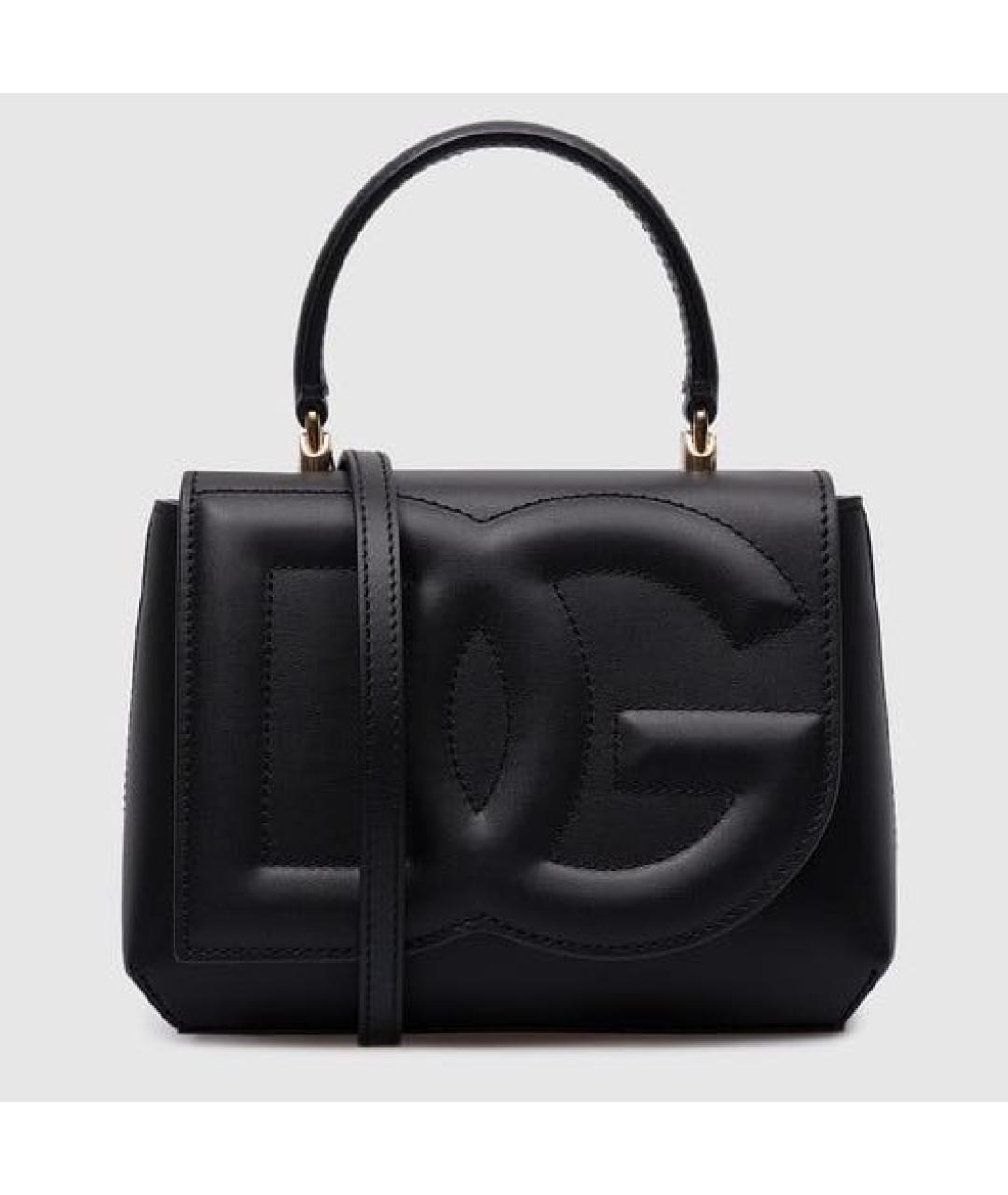 DOLCE&GABBANA Черная кожаная сумка с короткими ручками, фото 6