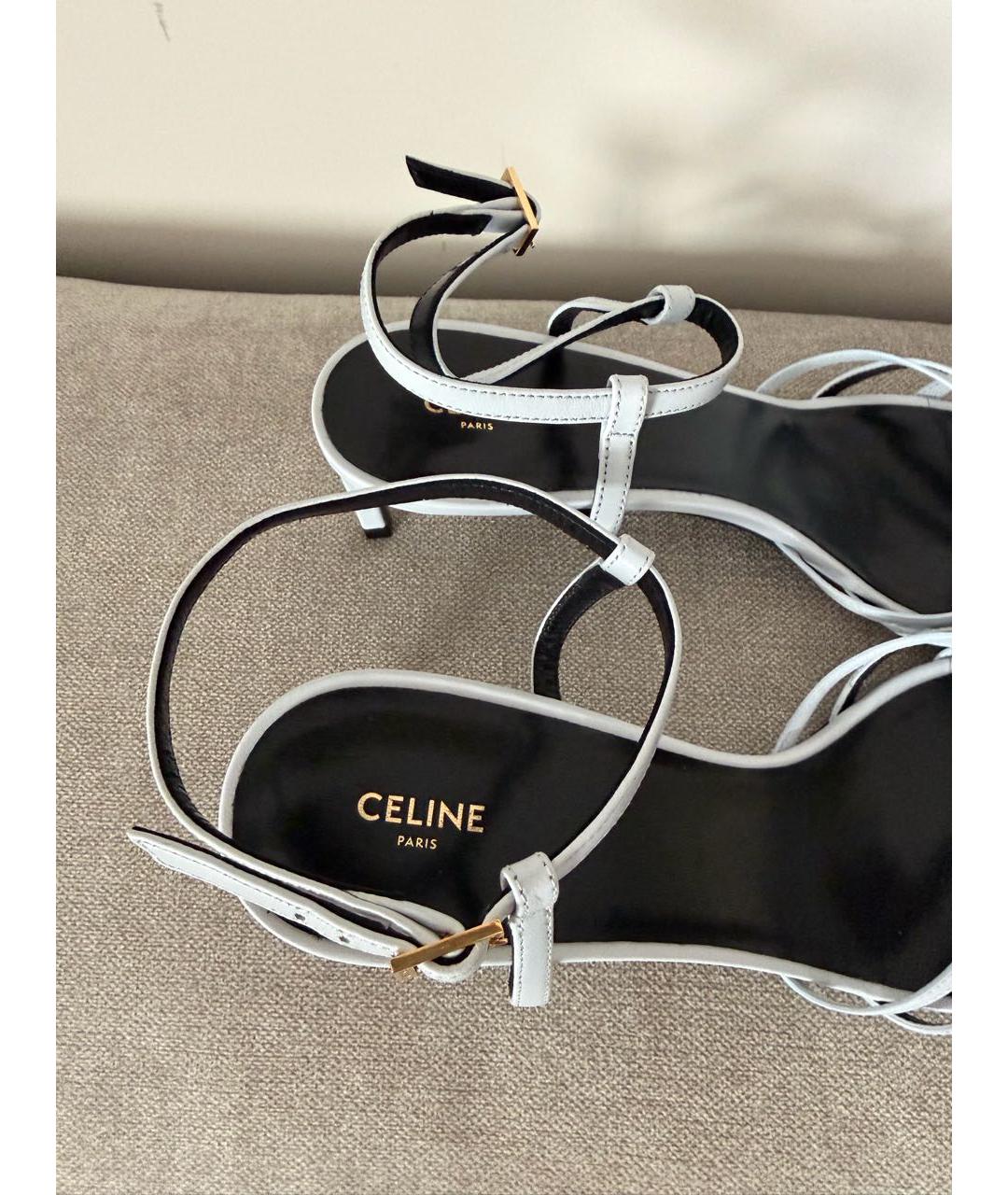 CELINE Голубые кожаные босоножки, фото 4