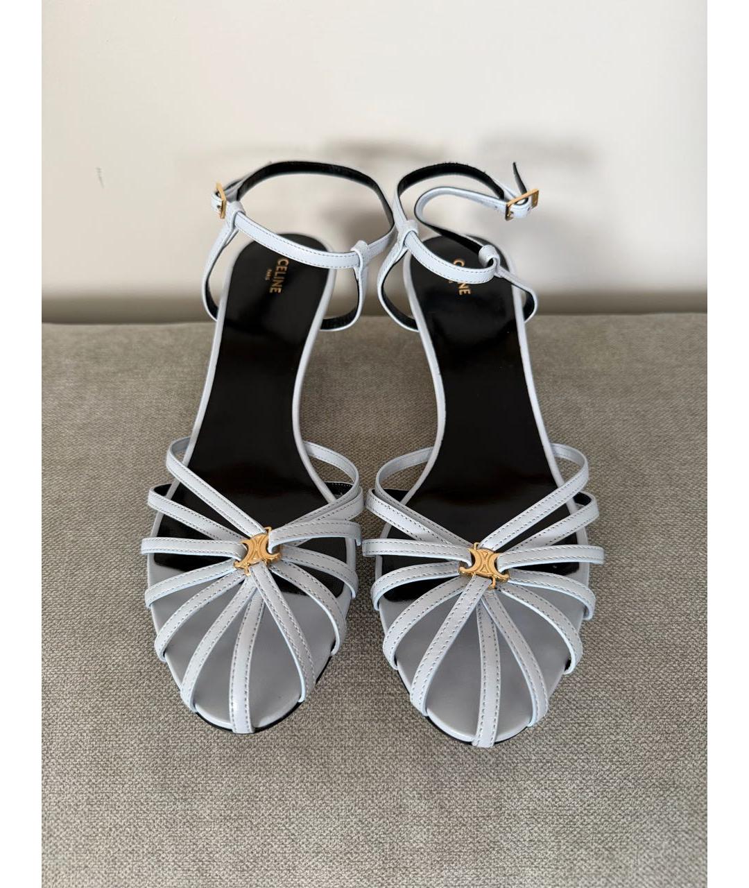 CELINE Голубые кожаные босоножки, фото 2