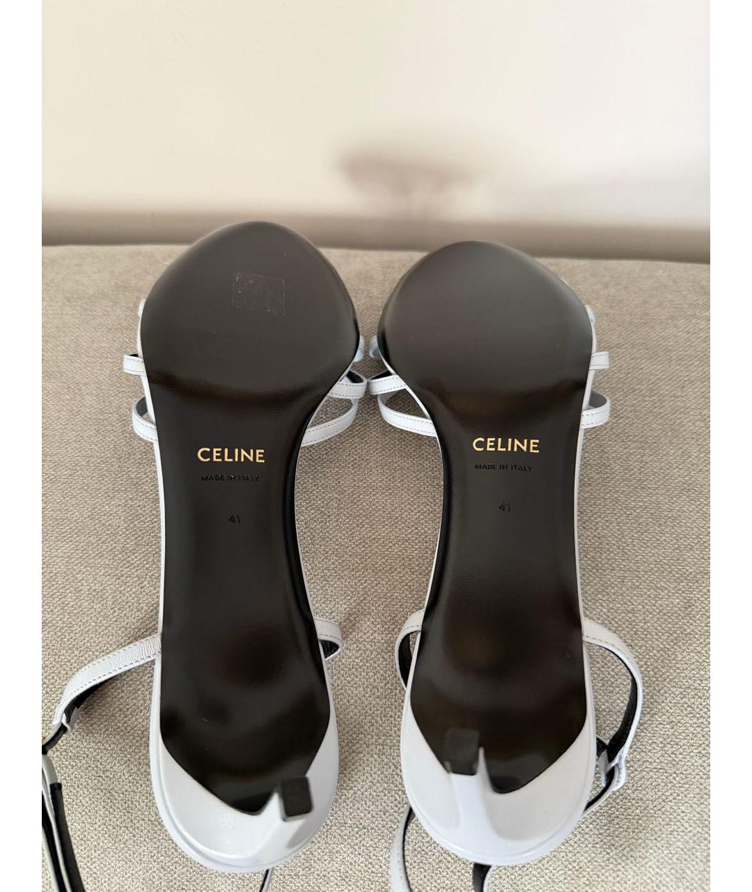 CELINE Голубые кожаные босоножки, фото 5