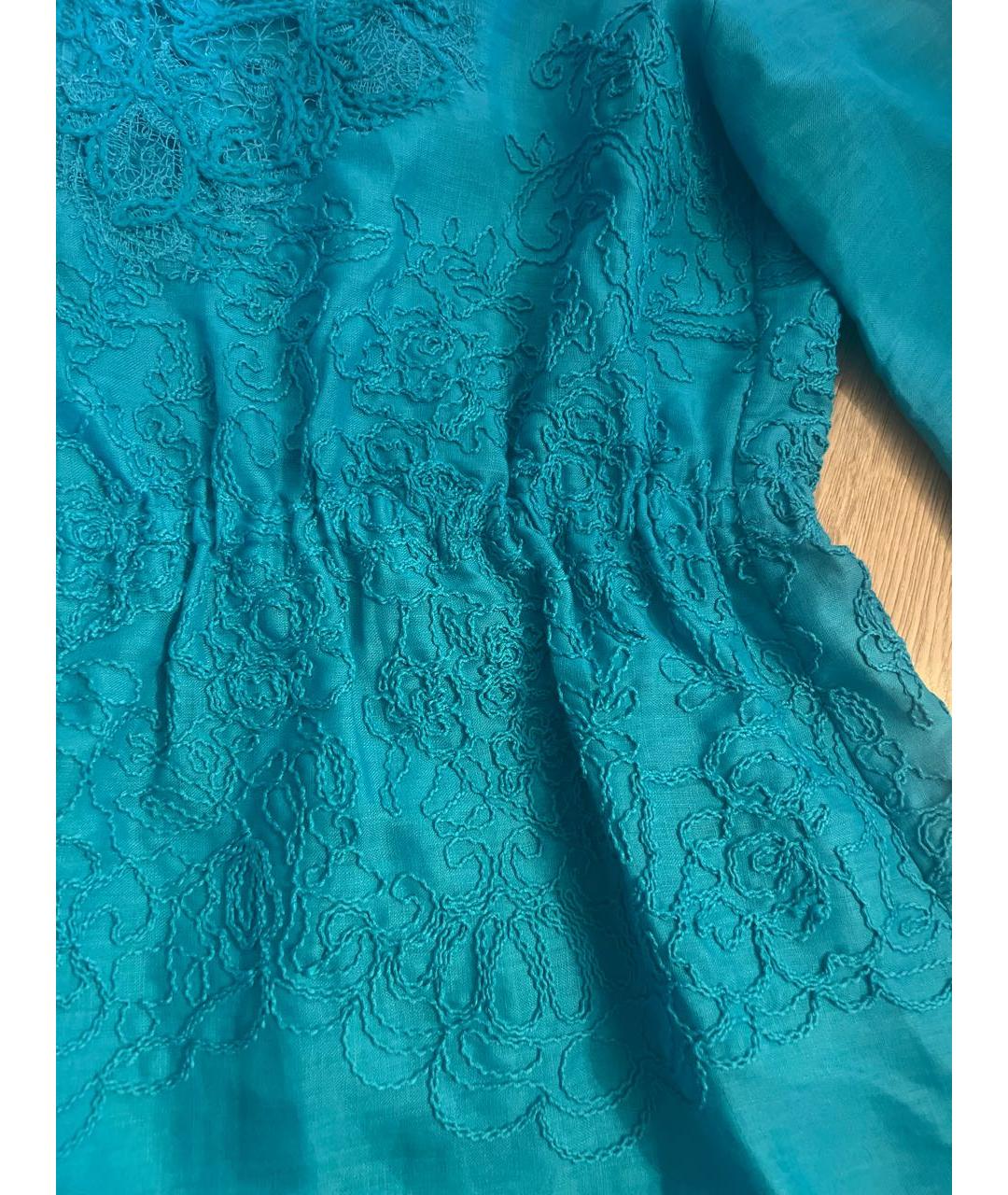 ERMANNO SCERVINO Бирюзовое льняное платье, фото 4