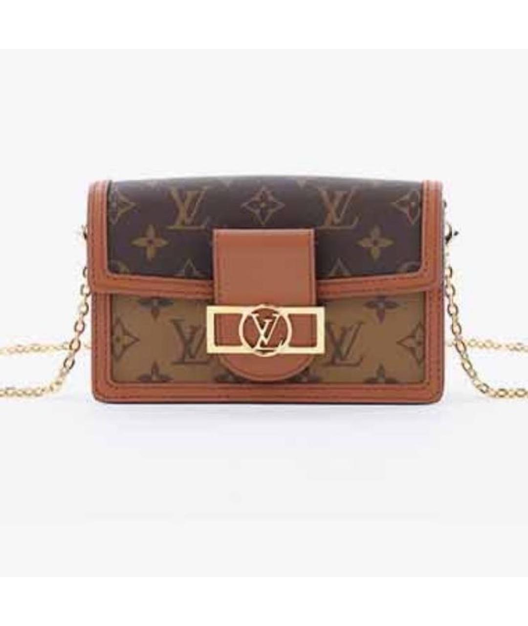 LOUIS VUITTON Коричневая кожаная сумка через плечо, фото 7