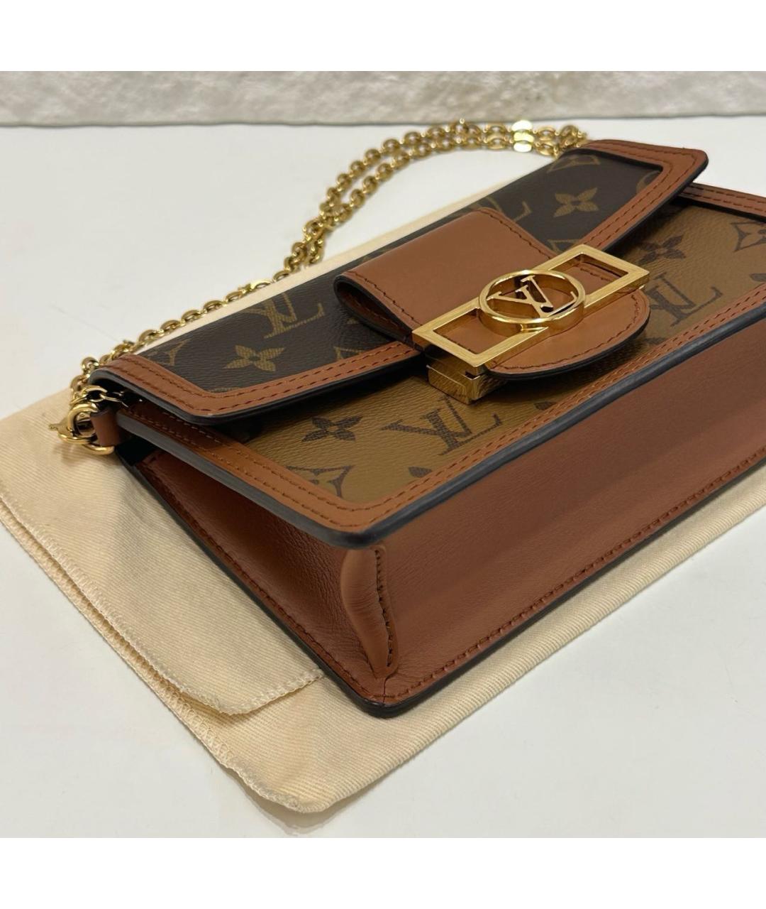 LOUIS VUITTON Коричневая кожаная сумка через плечо, фото 6