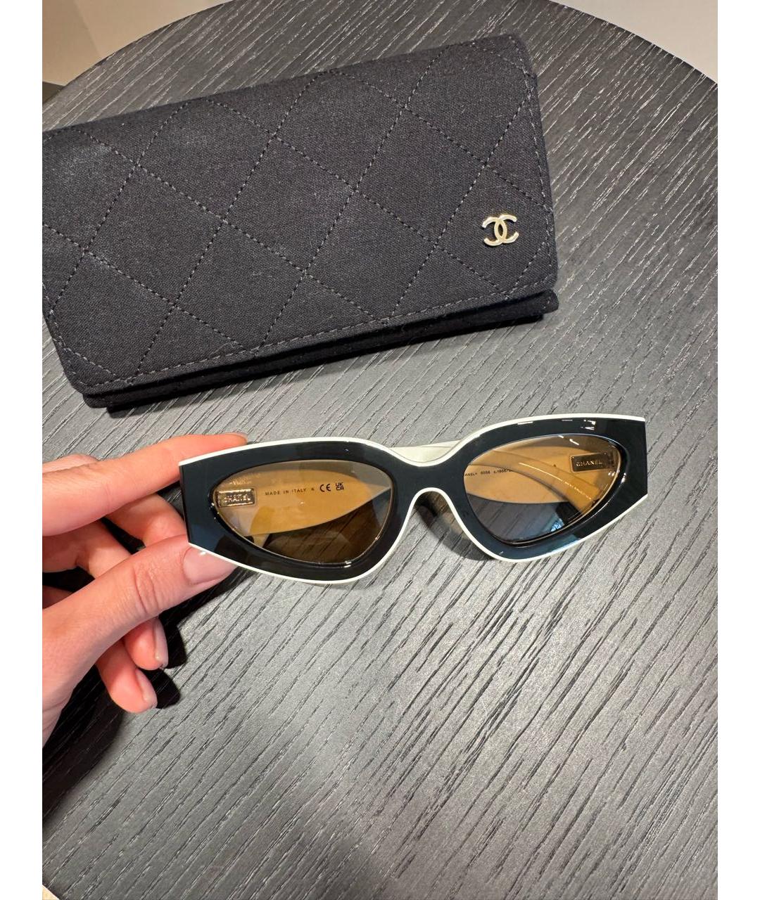 CHANEL Белые пластиковые солнцезащитные очки, фото 4