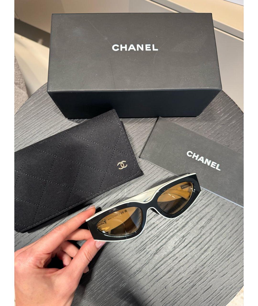 CHANEL Белые пластиковые солнцезащитные очки, фото 3